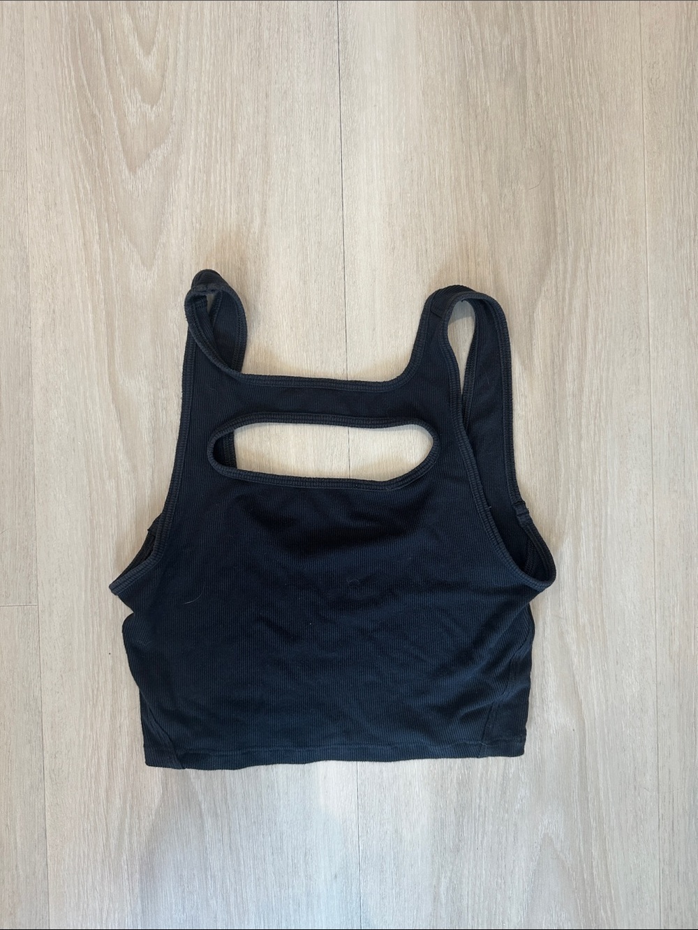 lululemon athletica Black Ribbed Cutout Crop Top